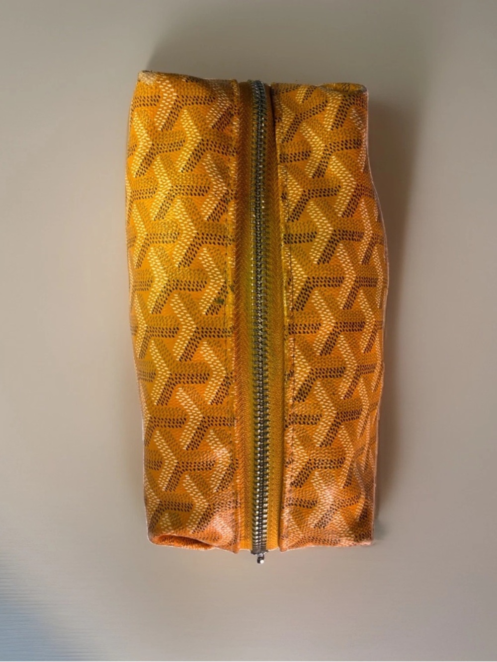 Vintage Goyard Boeing 25 Toiletry Travel Zip Pouch Yellow Monogram Coated Canvas - Picture 3 of 5